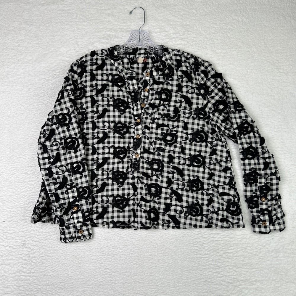 Anthropologie Pilcro The Whitney Trapeze Buttondown Black White Womens XS Petite